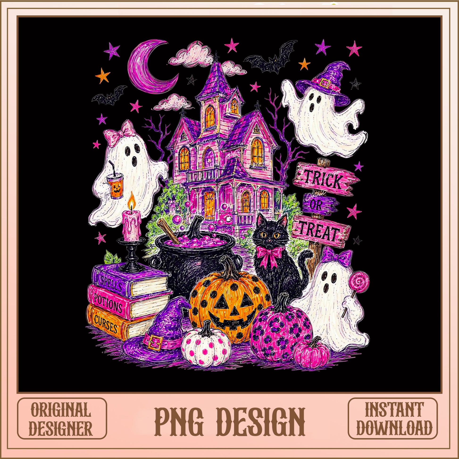 Trick Or Treat Haunted House PNG, Halloween Ghost PNG, Spooky PNG