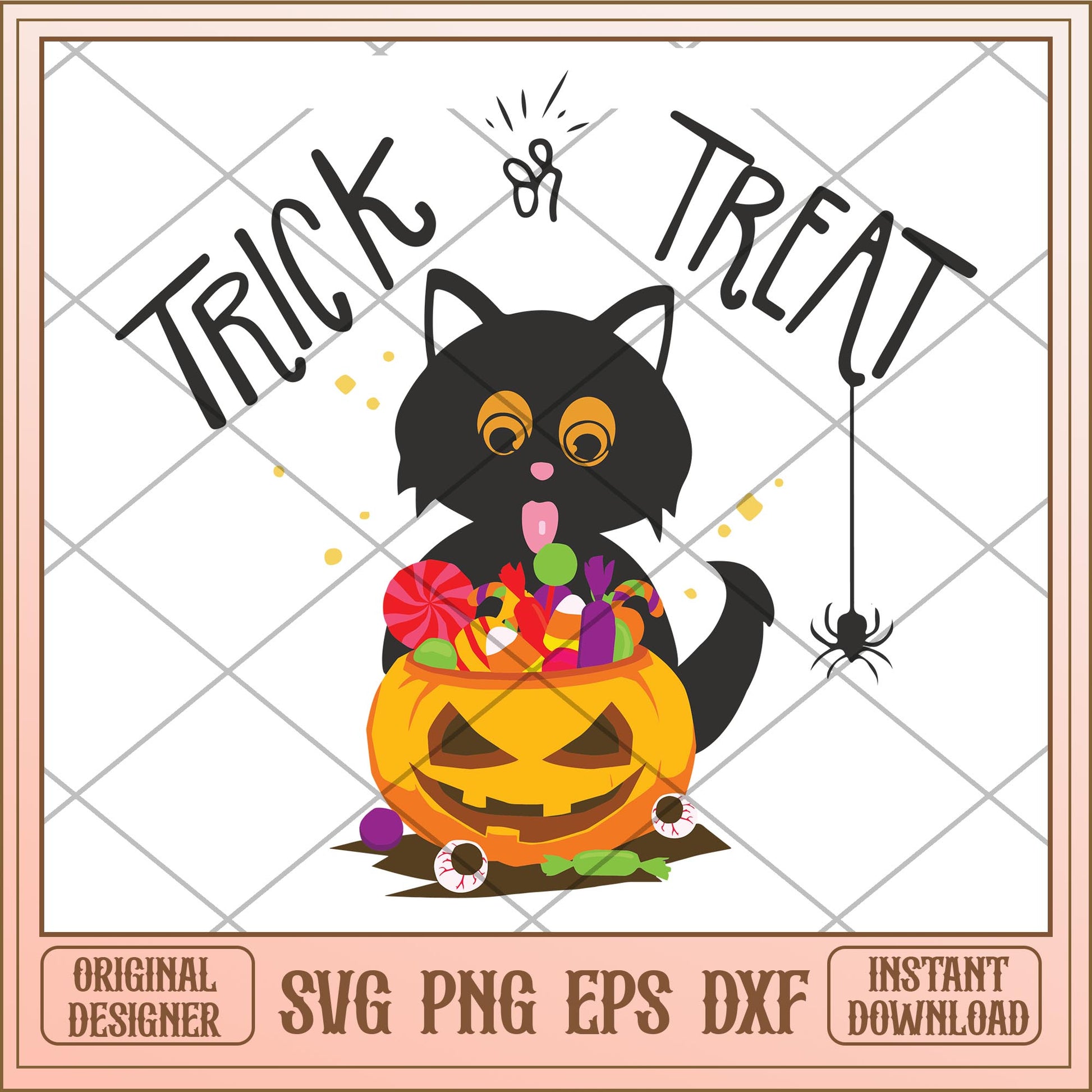Trick or treat Cat svg, Halloween characters svg, Digital Download