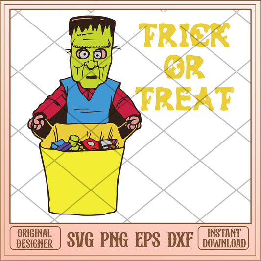 Trick or treat Frankenstein svg, Halloween characters svg, Digital Download