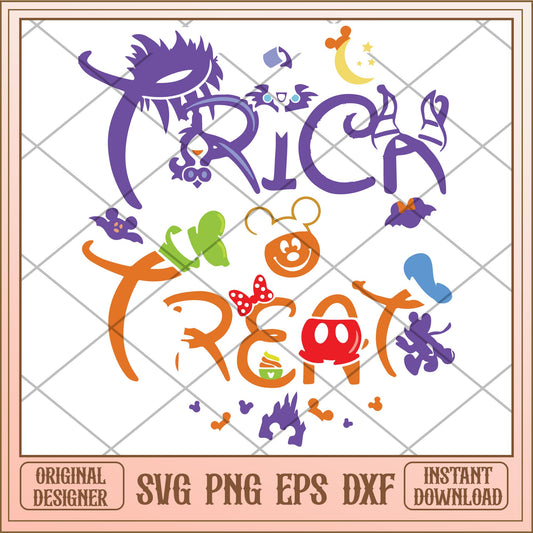 Trick or treat halloween mouse svg, Disney characters svg, Digital Download
