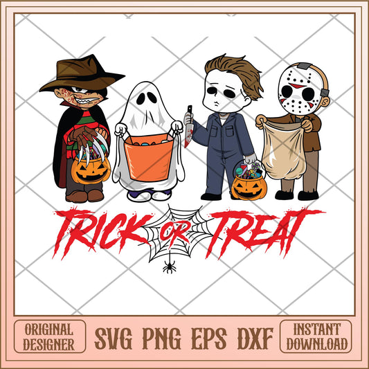 Trick or treat horror movies svg, Halloween characters svg, digiotal download