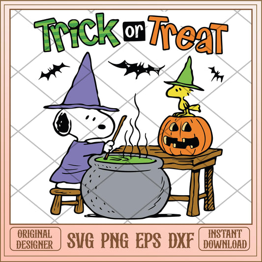 Trick or treat snoopy halloween svg, Halloween characters svg, digital download