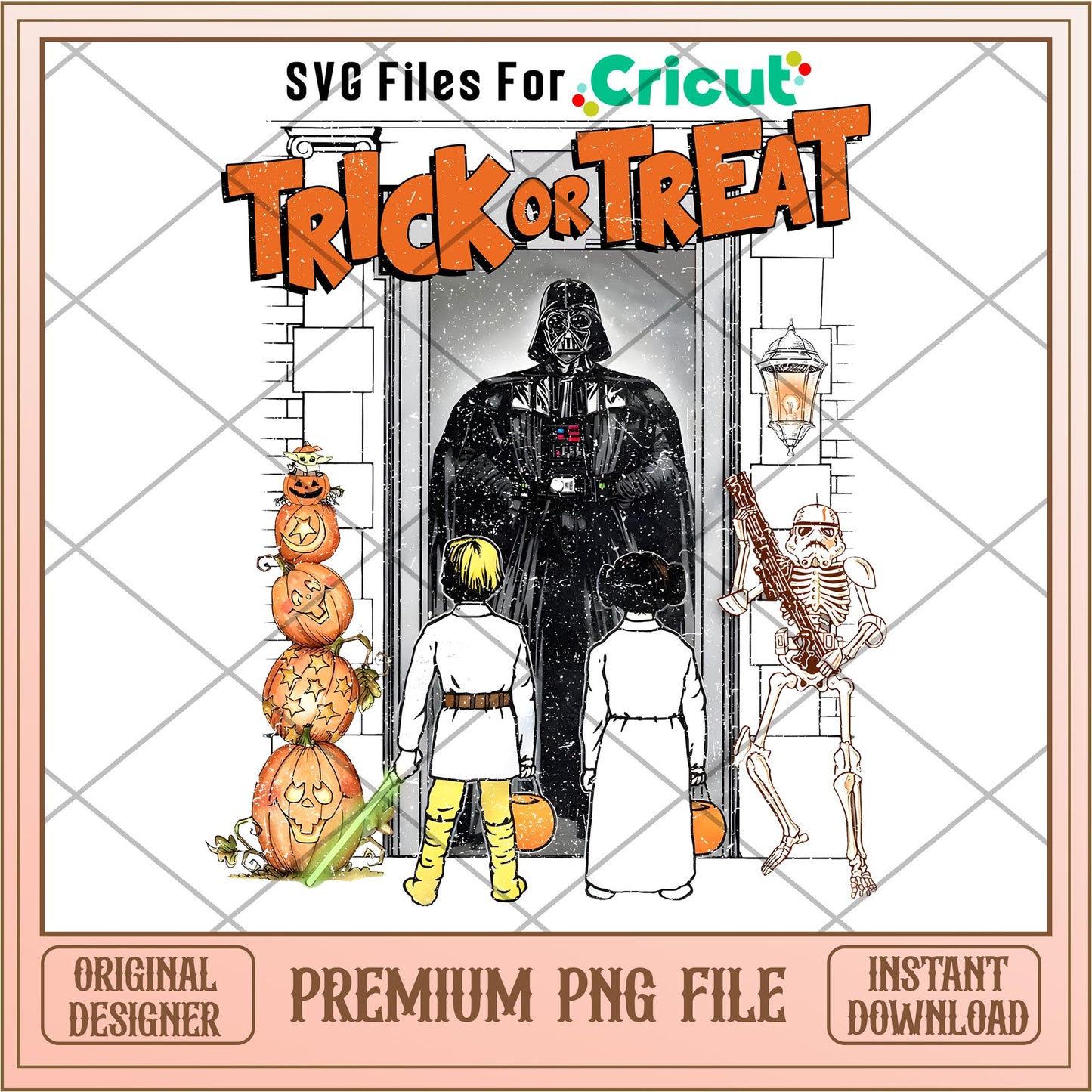 Trick or Treat Darth Vader Princess png, The Mandalorian characters png, digital download