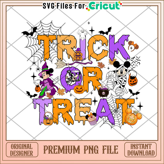 Trick or Treat Disney Halloween png, halloween characters png, halloween time png
