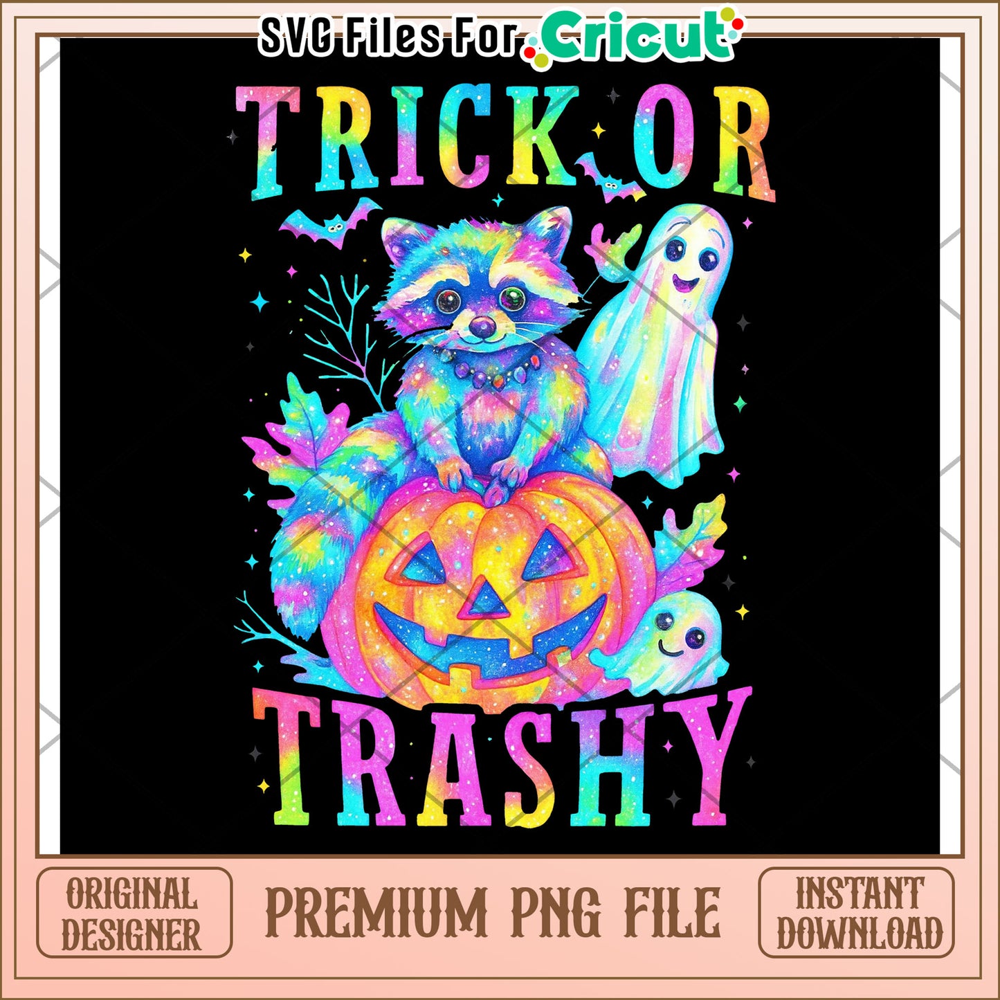 Trick or trash neon png, halloween characters png, halloween cartoons png