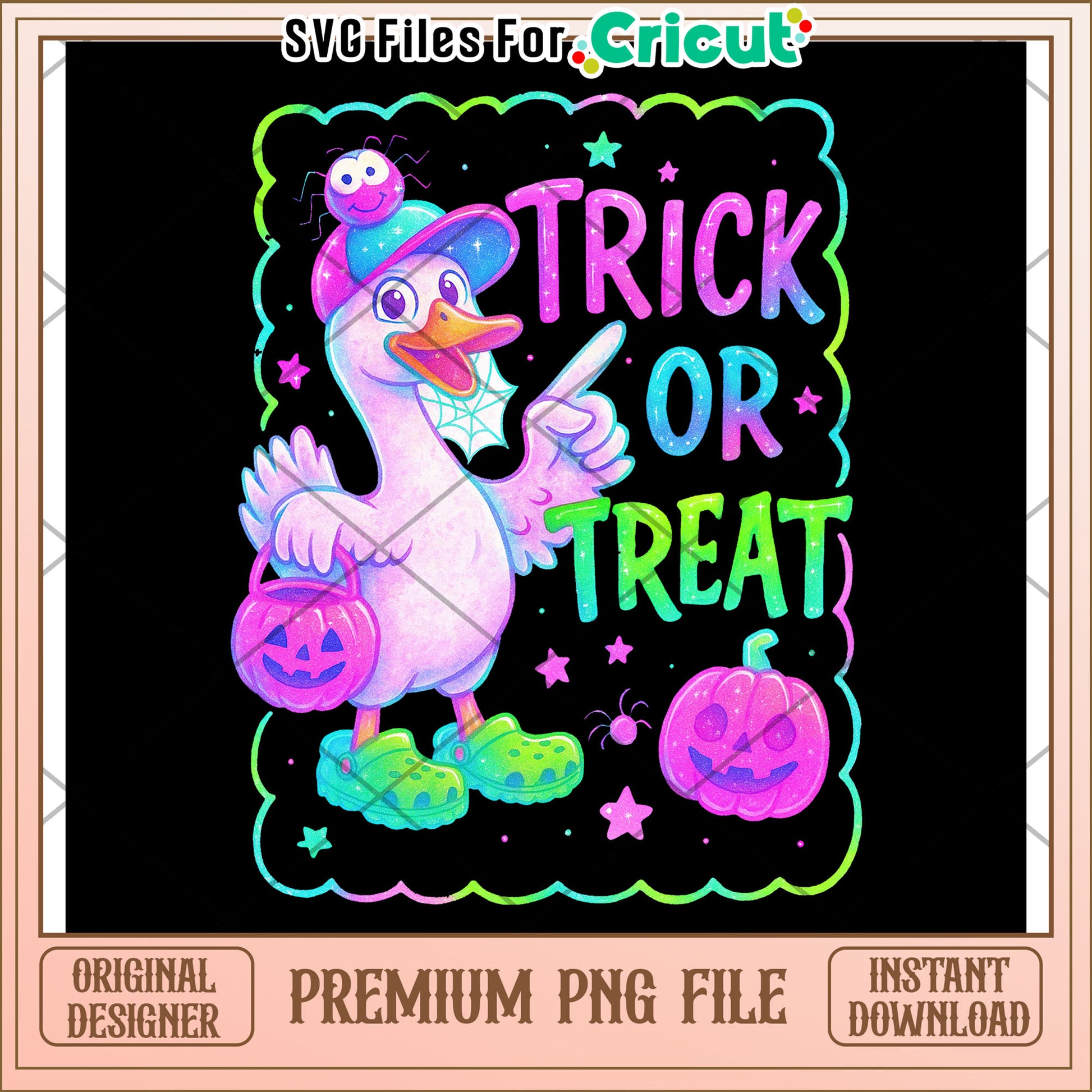 Trick or treat goose neon png, halloween characters png, halloween cartoons png