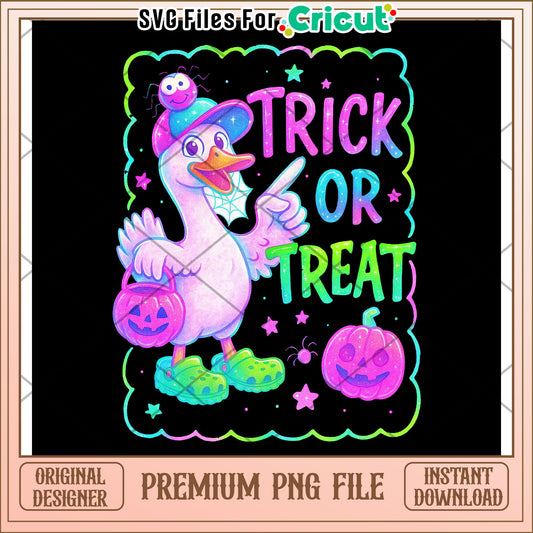 Trick or treat goose neon png, halloween characters png, halloween cartoons png