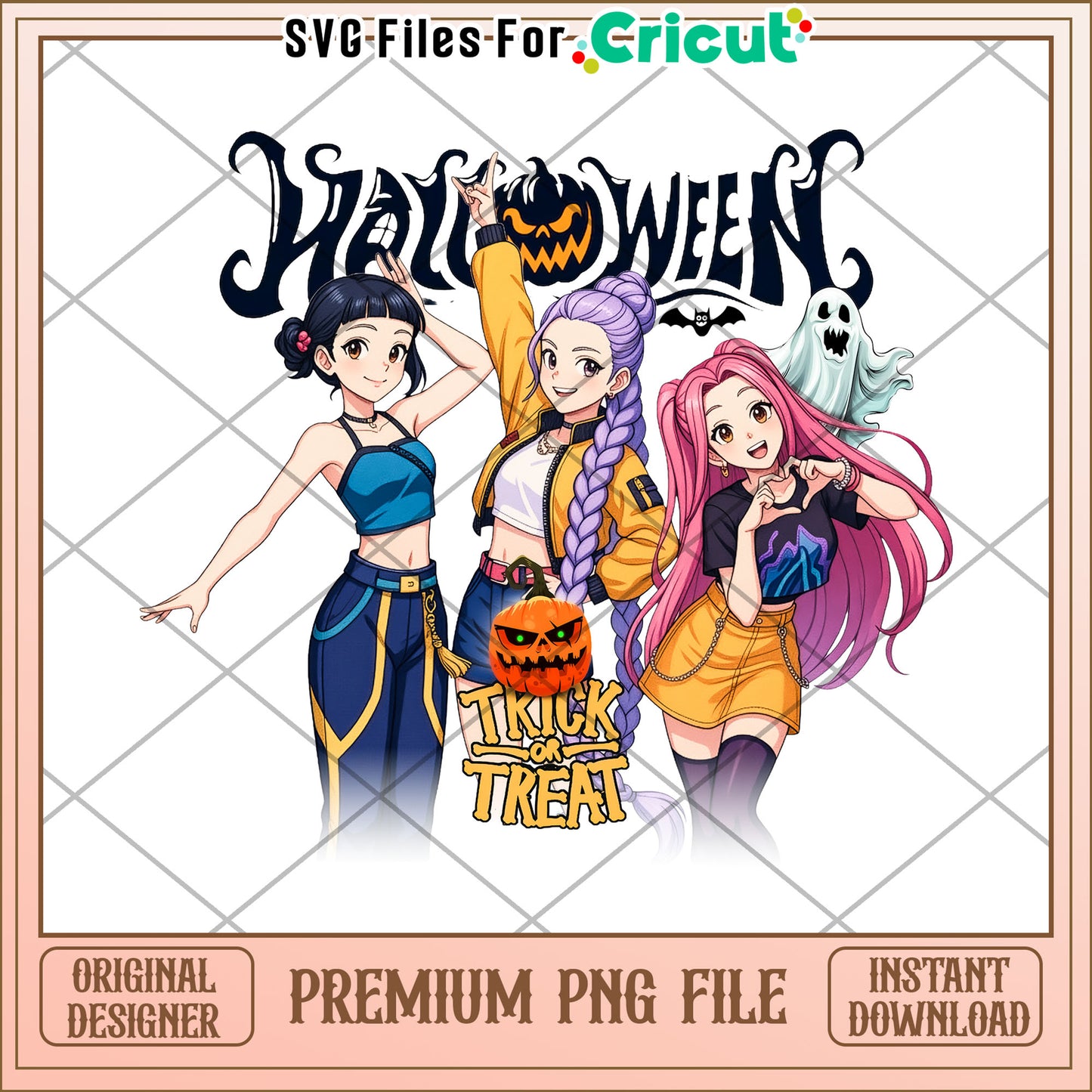 Trick or treat huntrix png, halloween jokes​ png, halloween drawings​ png