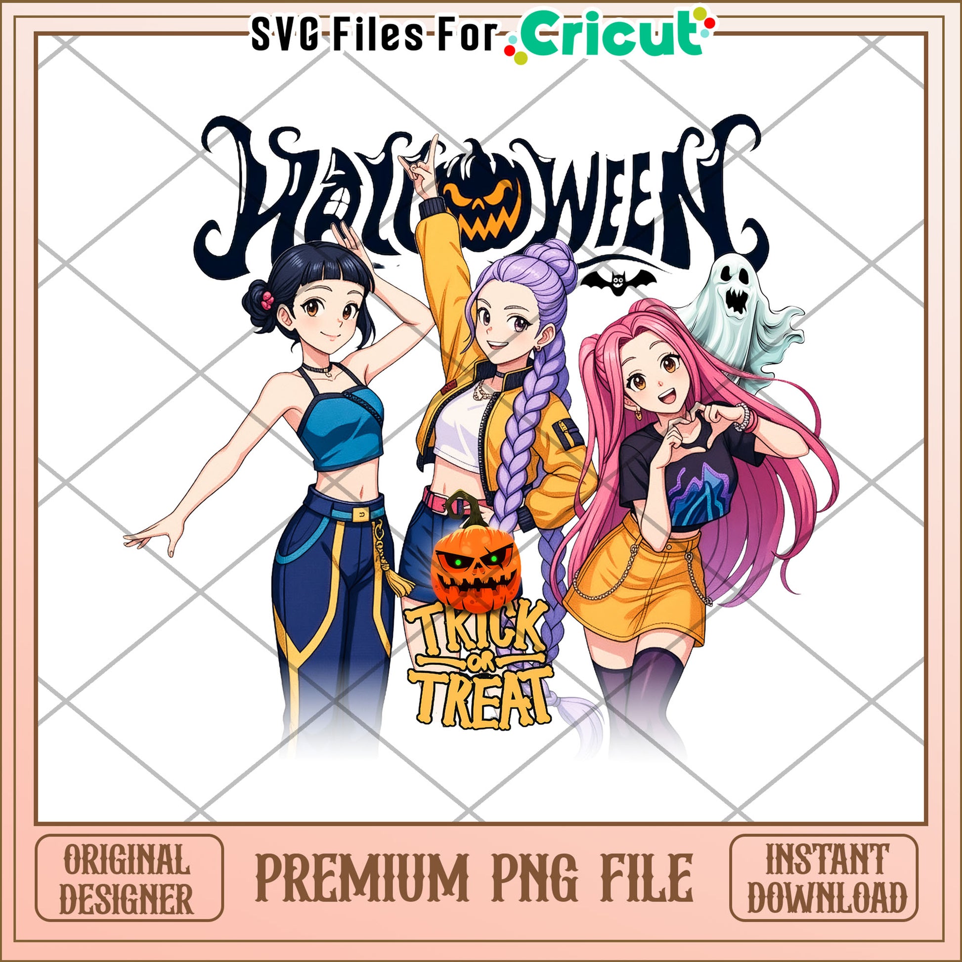 Trick or treat huntrix png, halloween jokes​ png, halloween drawings​ png