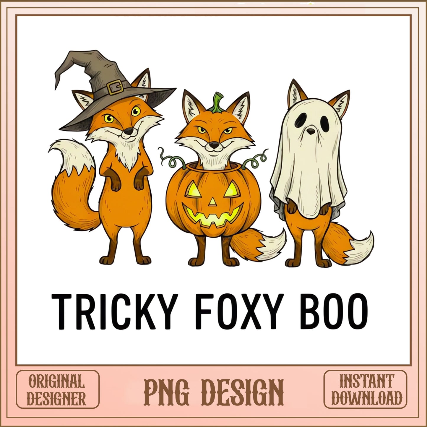 Tricky Foxy Boo Halloween PNG, Fox Halloween PNG, Spooky Fox PNG