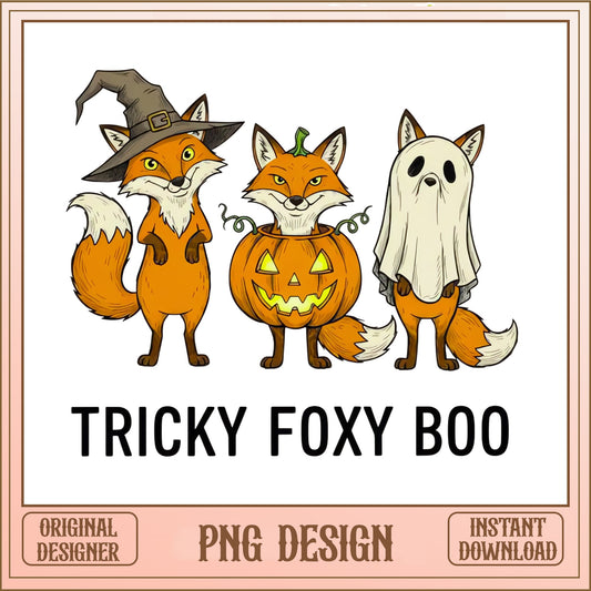Tricky Foxy Boo Halloween PNG, Fox Halloween PNG, Spooky Fox PNG