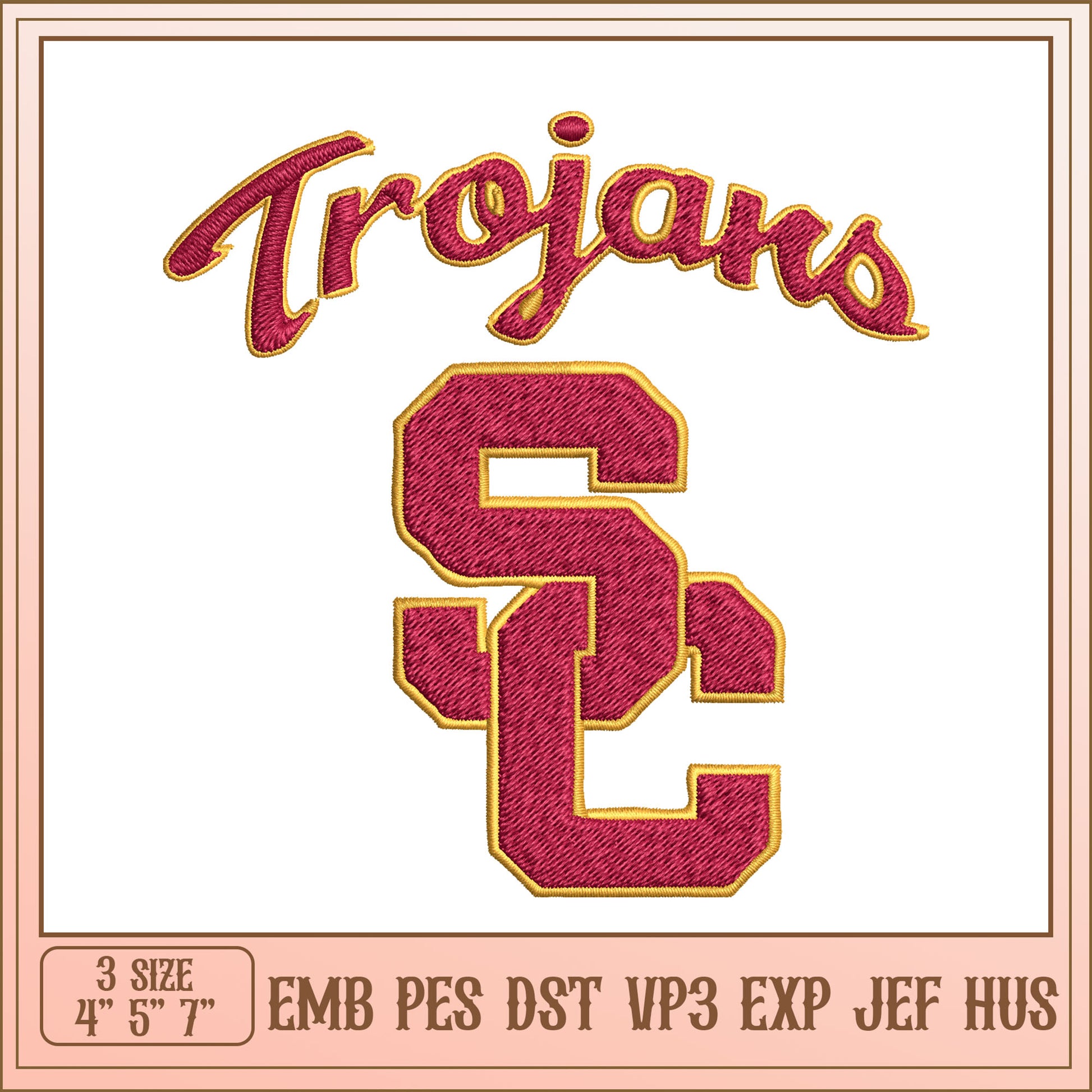 Trojans Embroidery Design - 3 Sizes