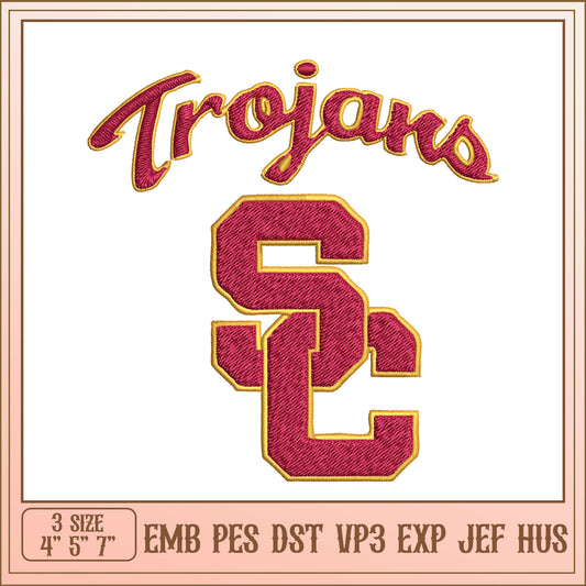 Trojans Embroidery Design - 3 Sizes