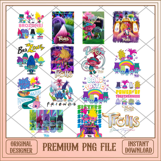 Disney troll PNG bundle design