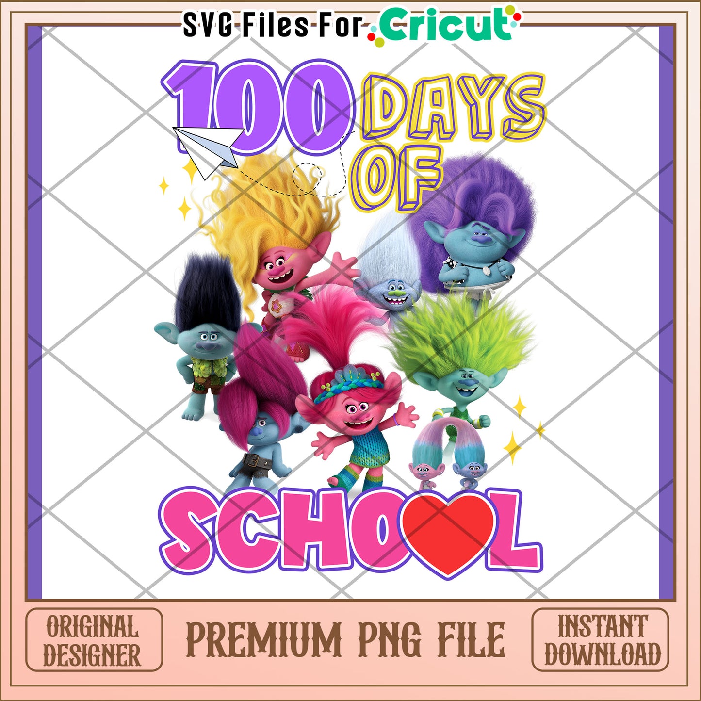 Trolls 100 Days of School PNG
