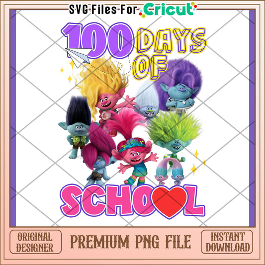 Trolls 100 Days of School PNG