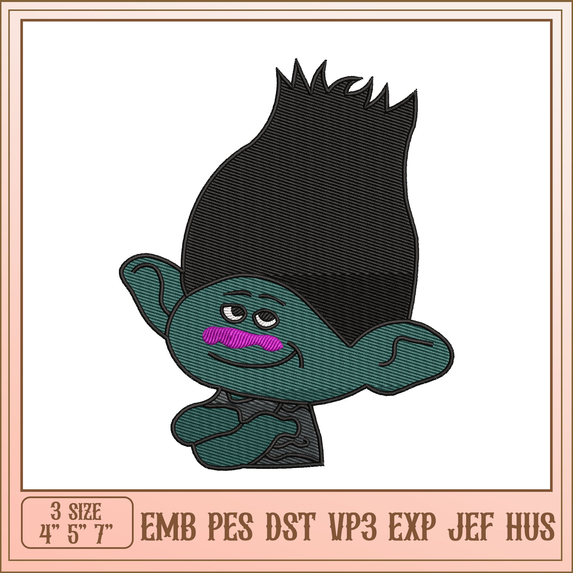 Trolls Embroidery Design 3 Sizes