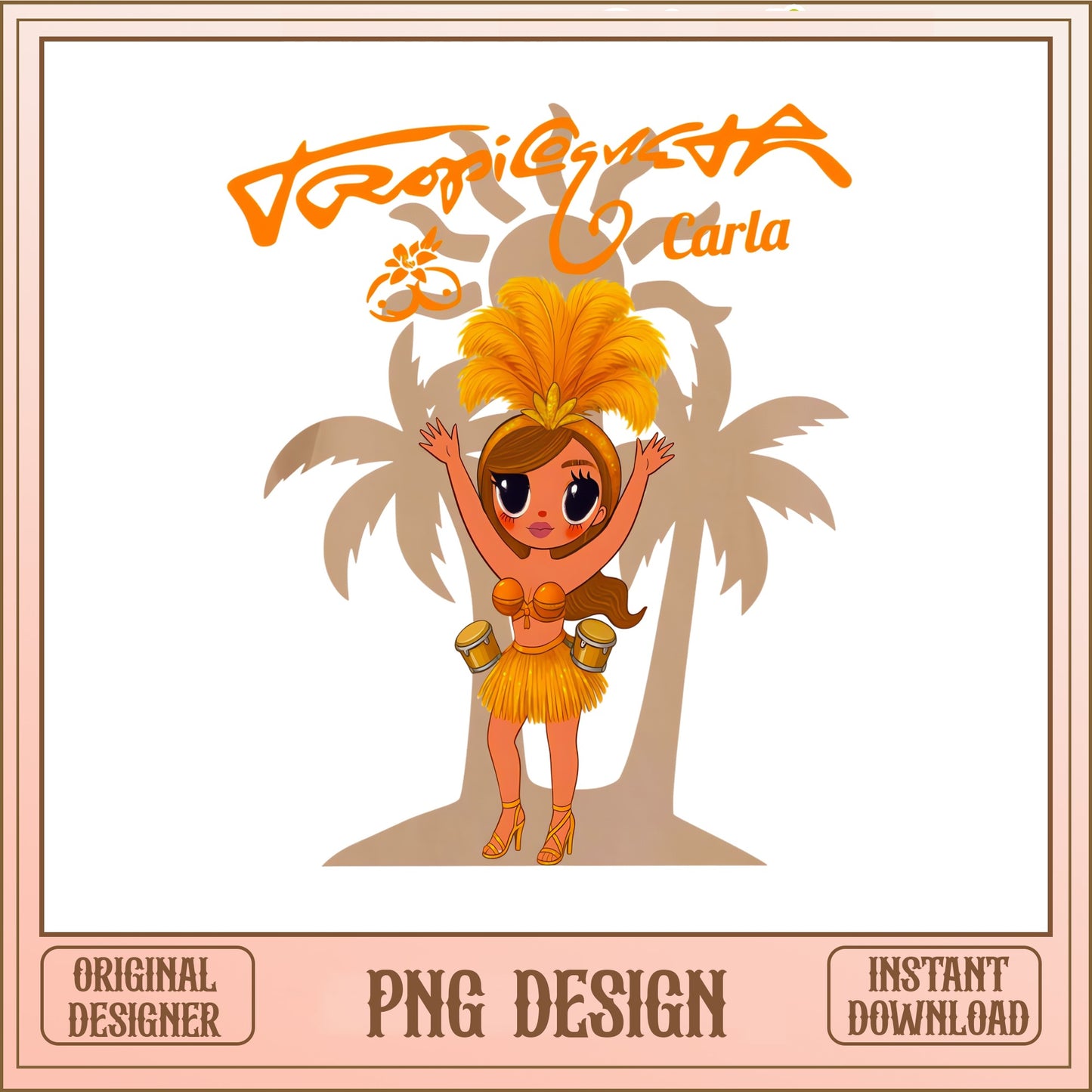 Tropical Dancer Girl PNG, Samba Carnival PNG, Summer Clipart PNG