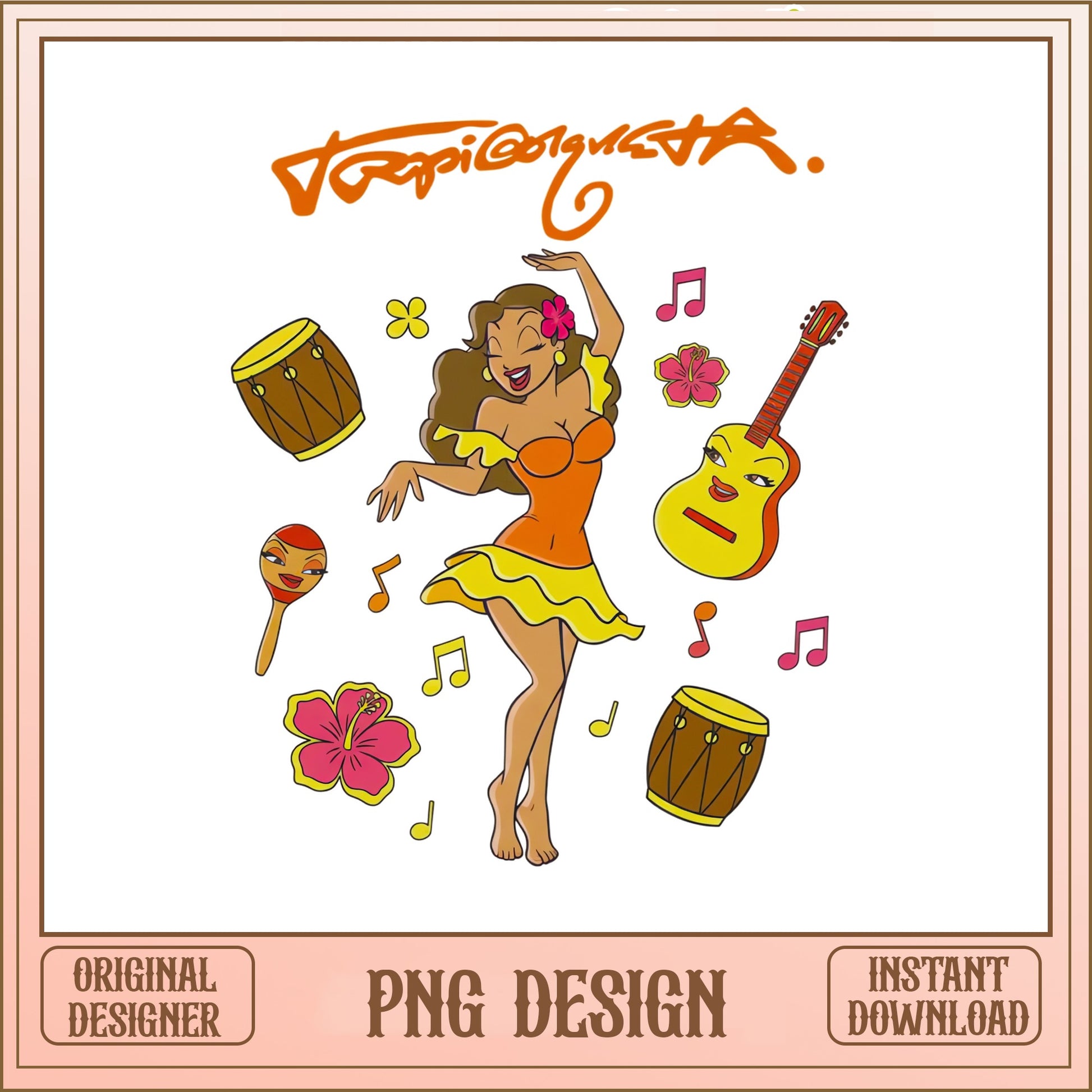 Tropical Latina Dancer PNG, Salsa Girl Music Bundle PNG, Fiesta PNG