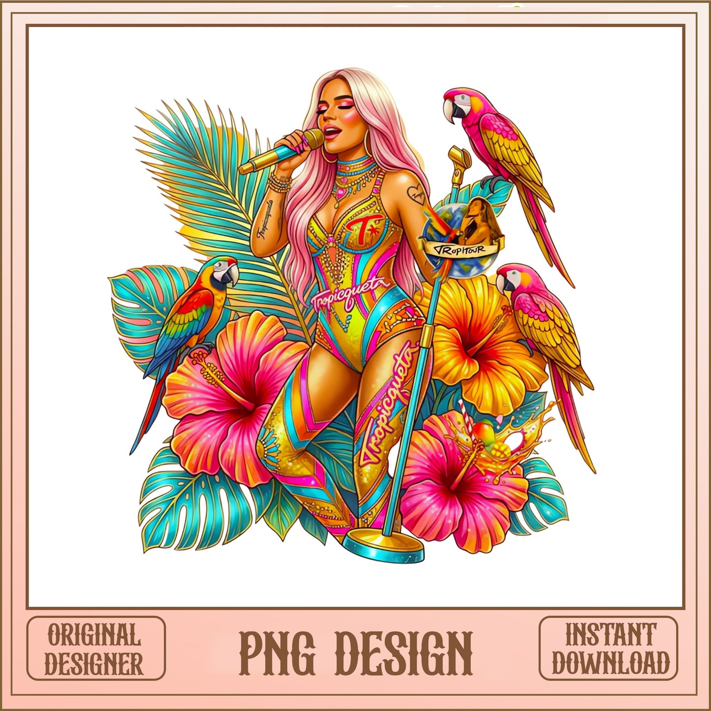Tropical Singer Girl PNG, Karol G Tropicueta PNG, Summer PNG