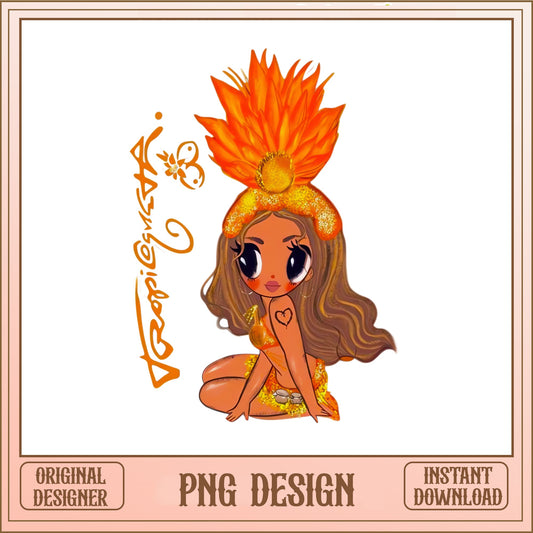 Tropical Sunflower Girl PNG, Boho Black Girl PNG, Sublimation PNG