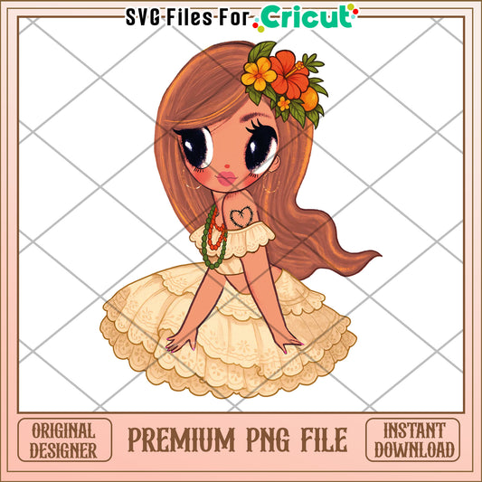 Tropical coquete doll png, latina girl png, tropical vibes png