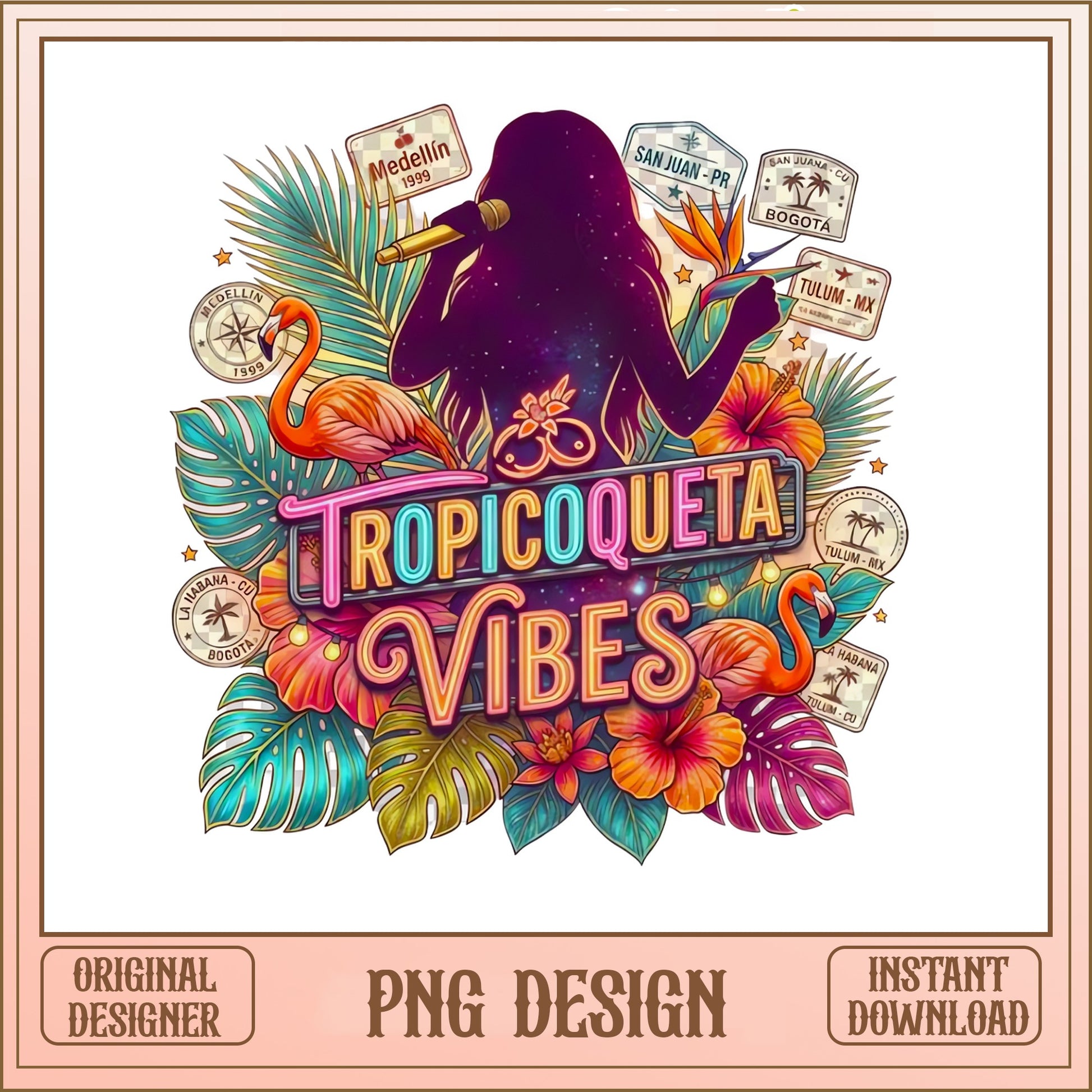 Tropicoqueta Vibes PNG, Latina Singer Tropical Design, Summer PNG