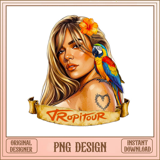 Tropitour Girl With Parrot PNG, Tropical Woman PNG, Summer PNG