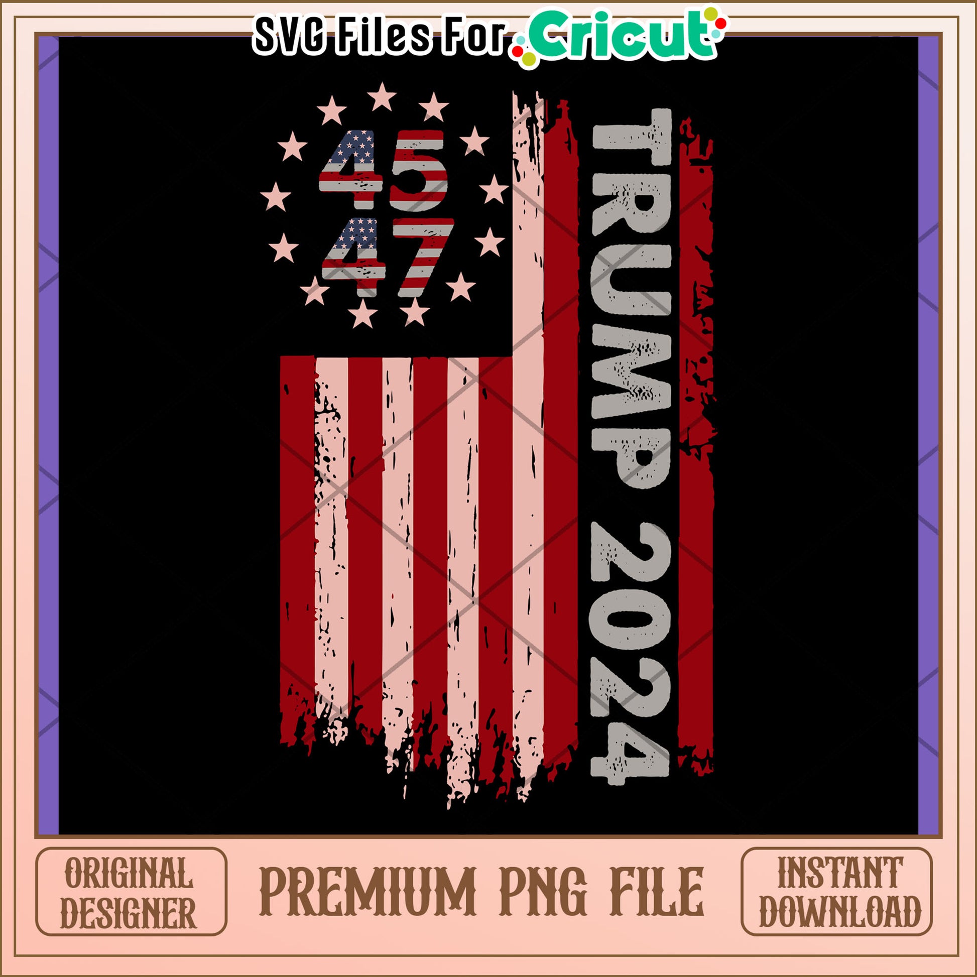 Trump 2024 PNG Design - American Flag