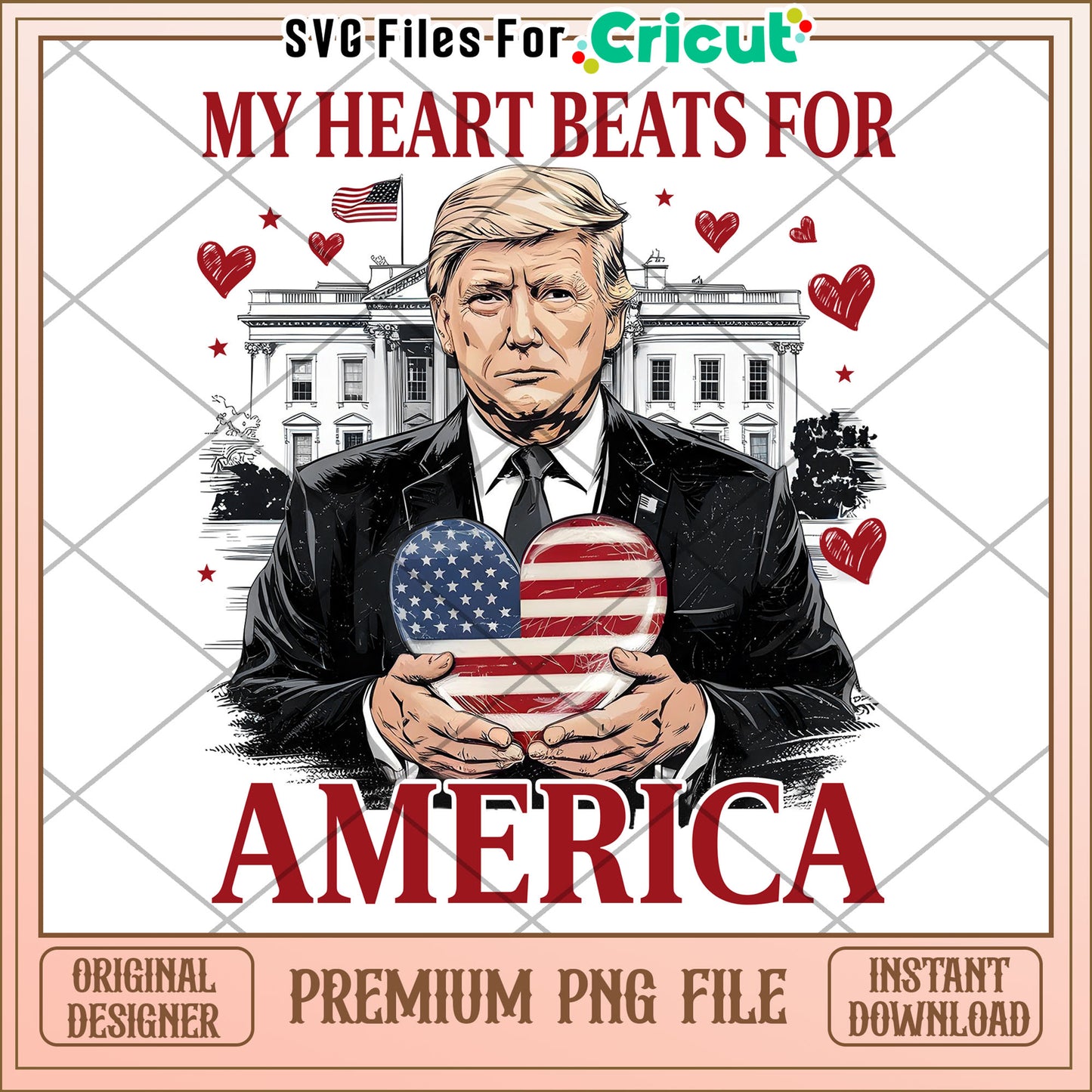 Trump Heart Beats for America PNG