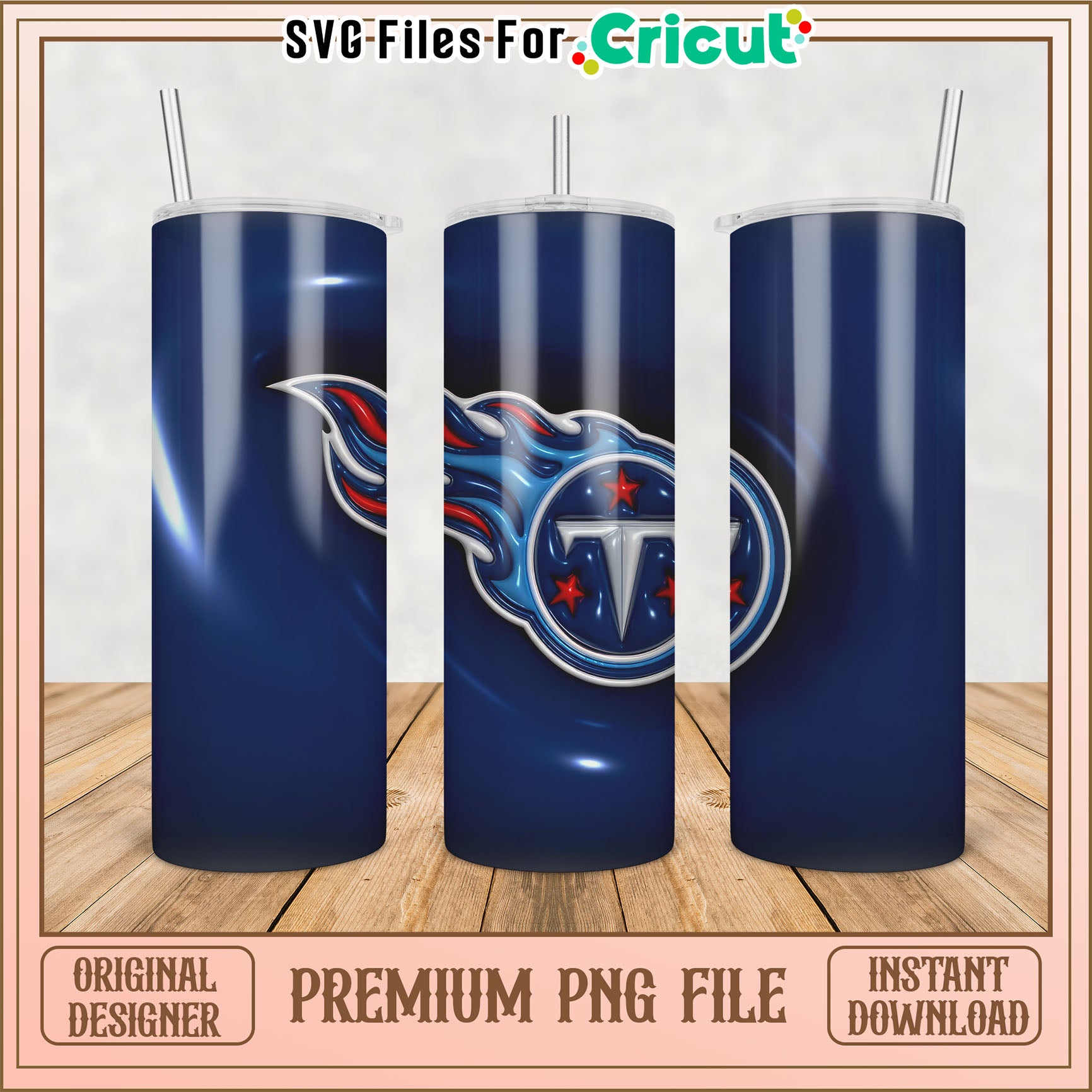 Tumbler Design PNG File for Cricut with Sports Team Theme