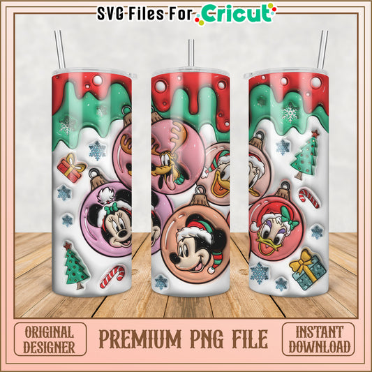 Tumbler Design PNG File with Holiday Characters for Cricut Projects