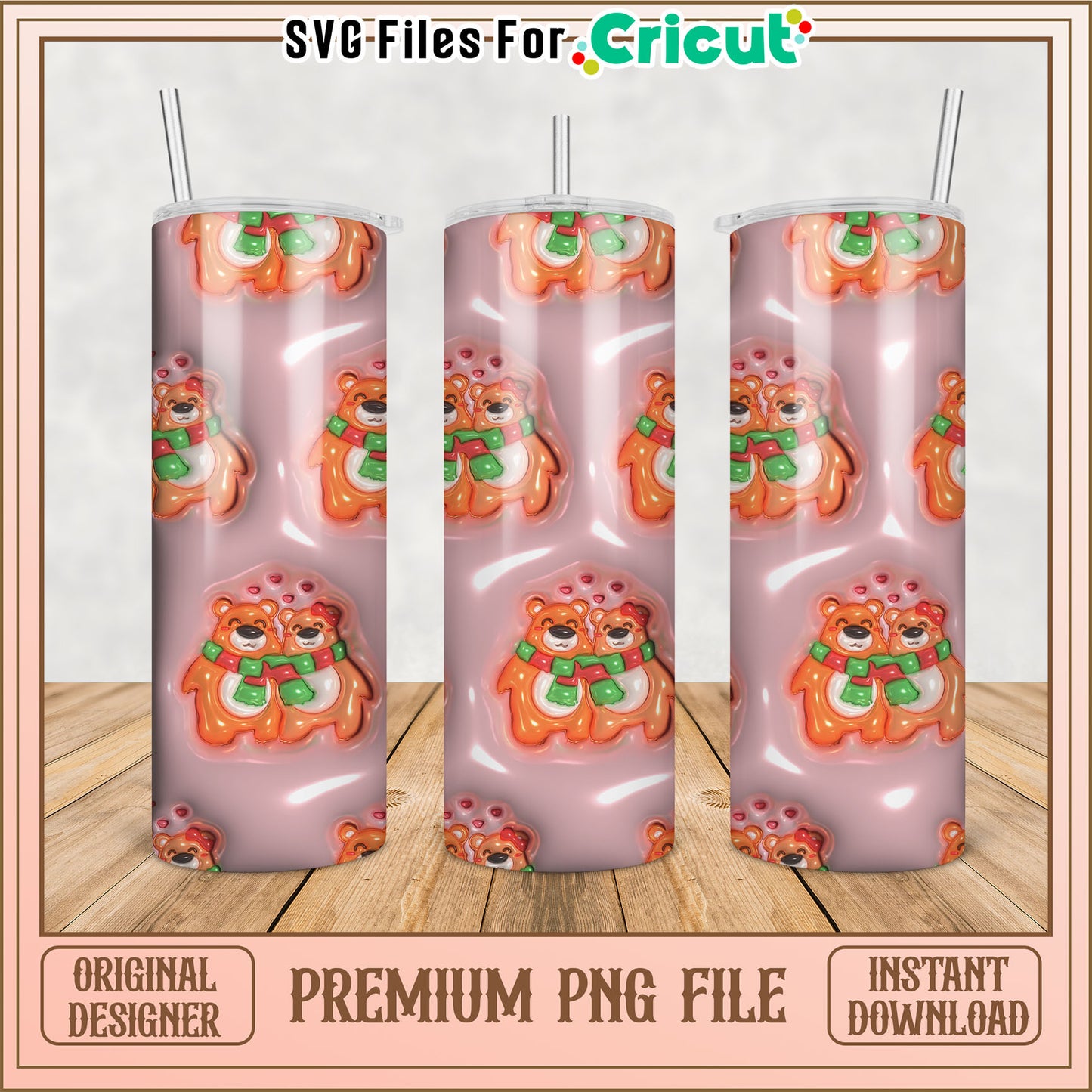 Tumbler PNG Cute Bear Couple Design