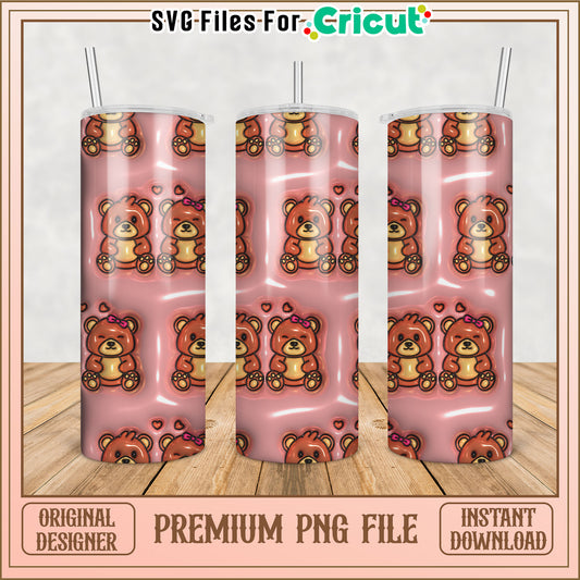 Tumbler PNG Cute Teddy Bear Design