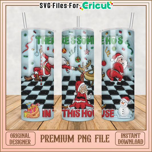 Tumbler PNG Design Featuring Santa and Holiday Cheer Elements