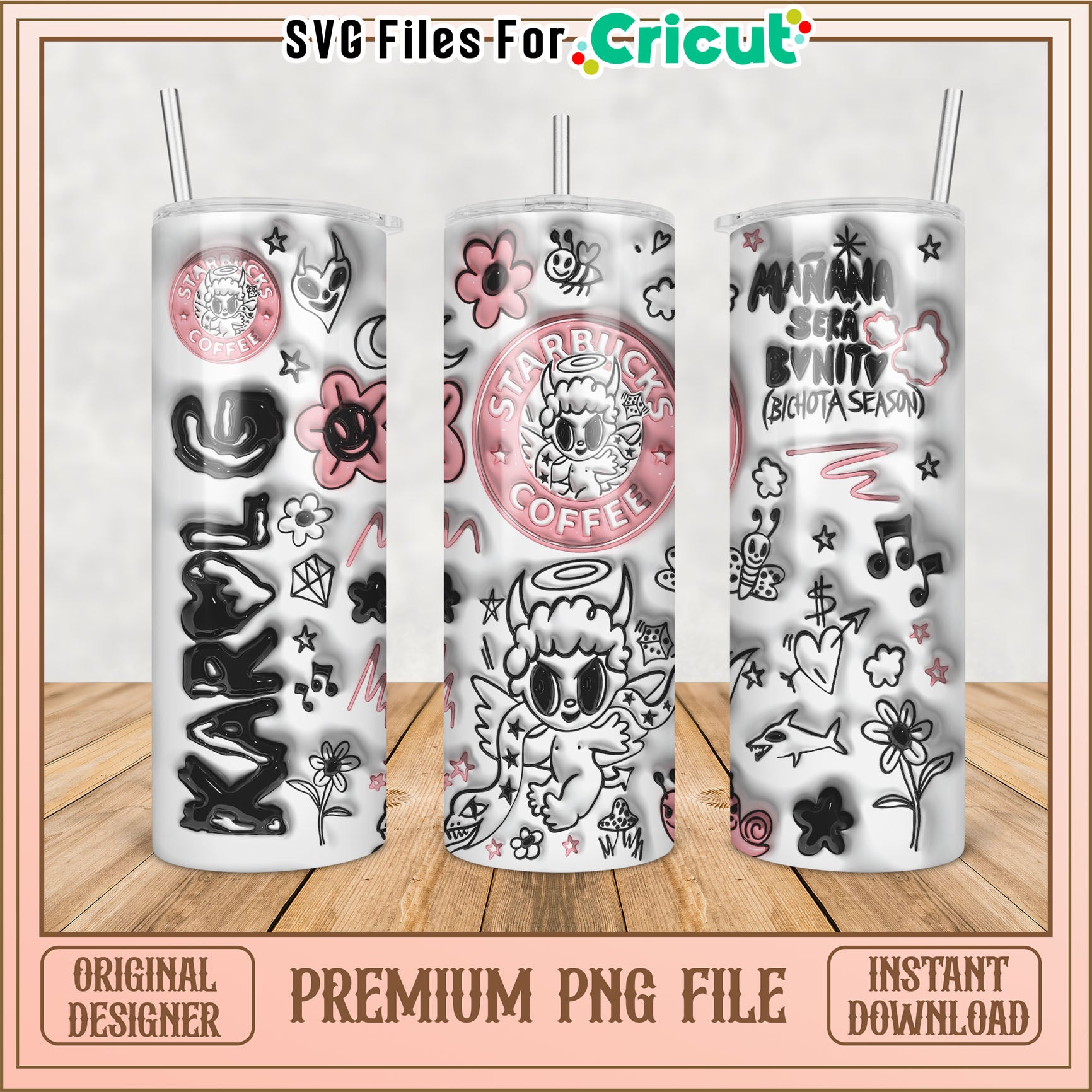Tumbler PNG Design Kawaii Starbucks