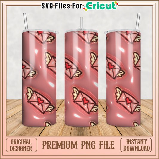 Tumbler PNG Design Pink Love Letter Pattern