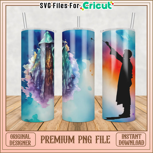 Tumbler PNG Design Watercolor Wizard