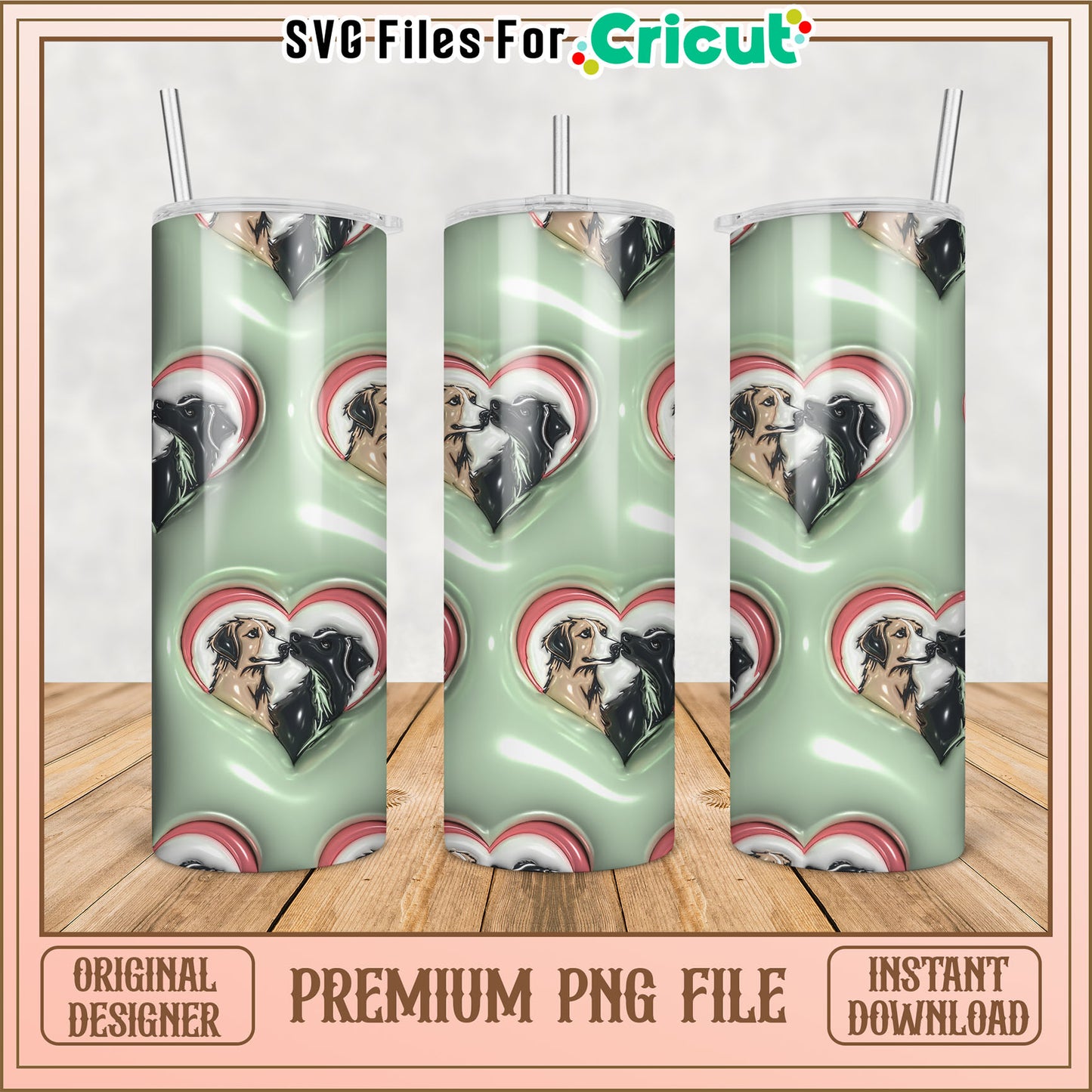 Tumbler PNG Dogs Kissing Heart Design