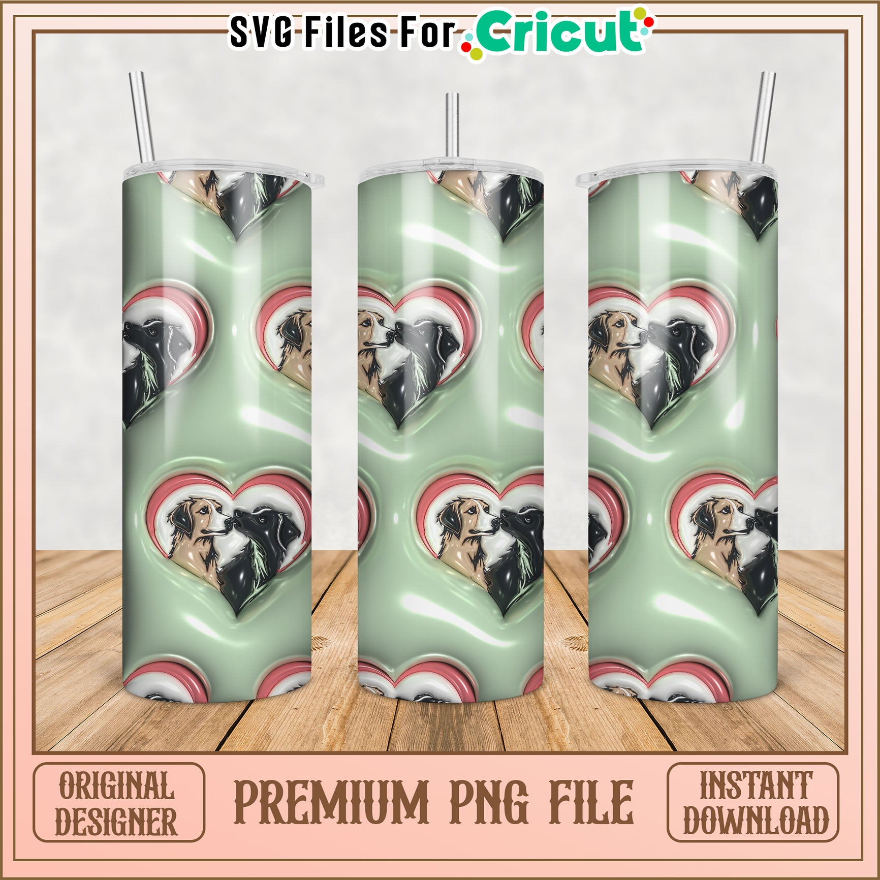 Tumbler PNG Dogs Kissing Heart Design