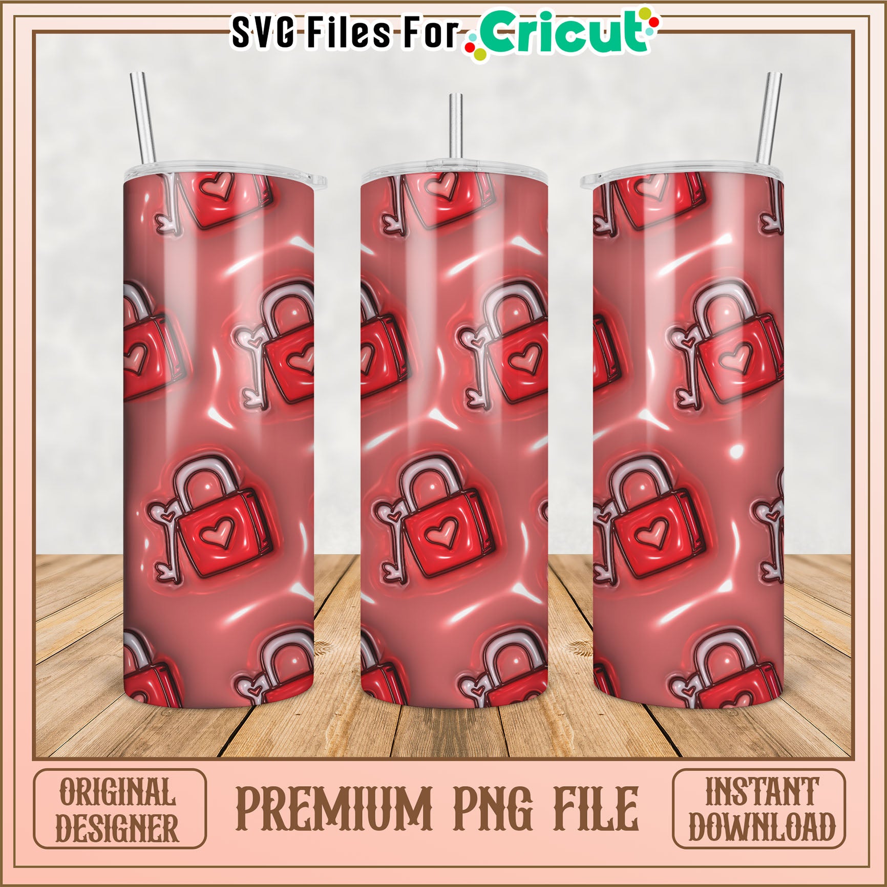 Tumbler PNG Valentine's Locks Design