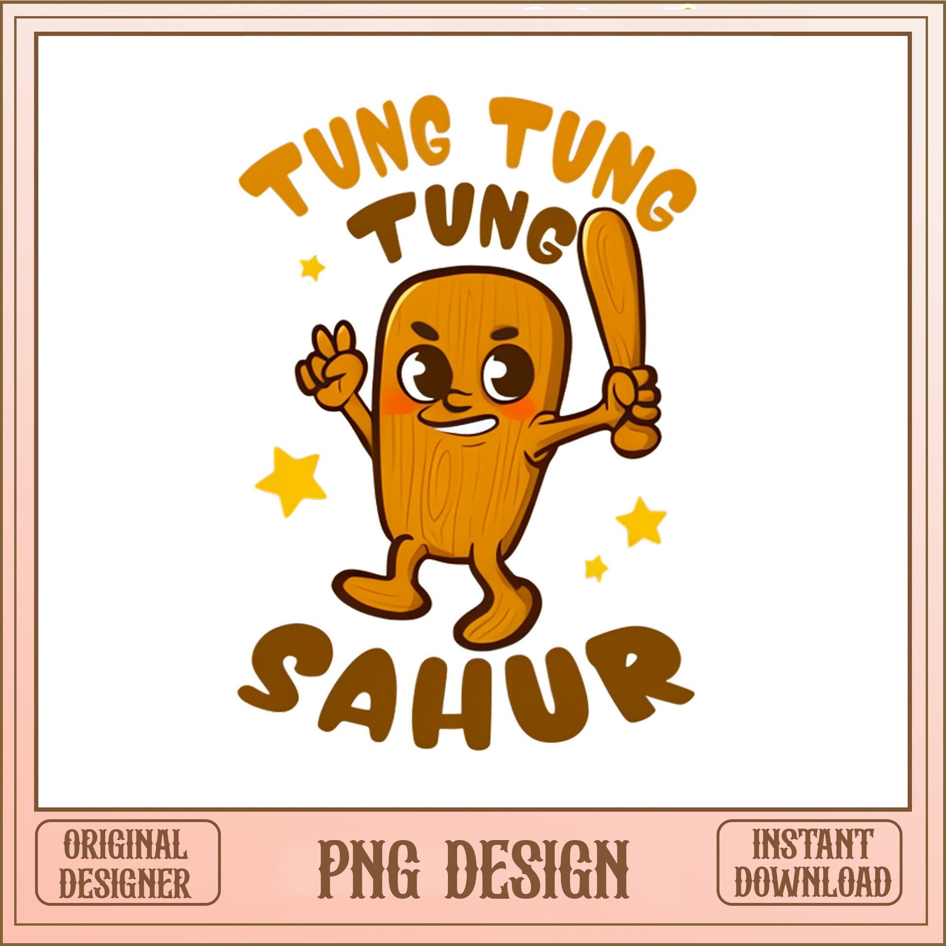 Tung Tung Tung Sahur PNG, Viral Meme Design, Funny Meme PNG