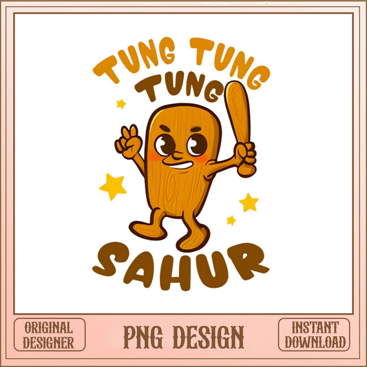 Tung Tung Tung Sahur PNG, Viral Meme Design, Funny Meme PNG