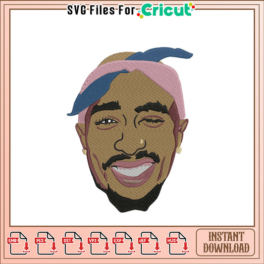 Tupac Shakur Embroidery Design Instant Download