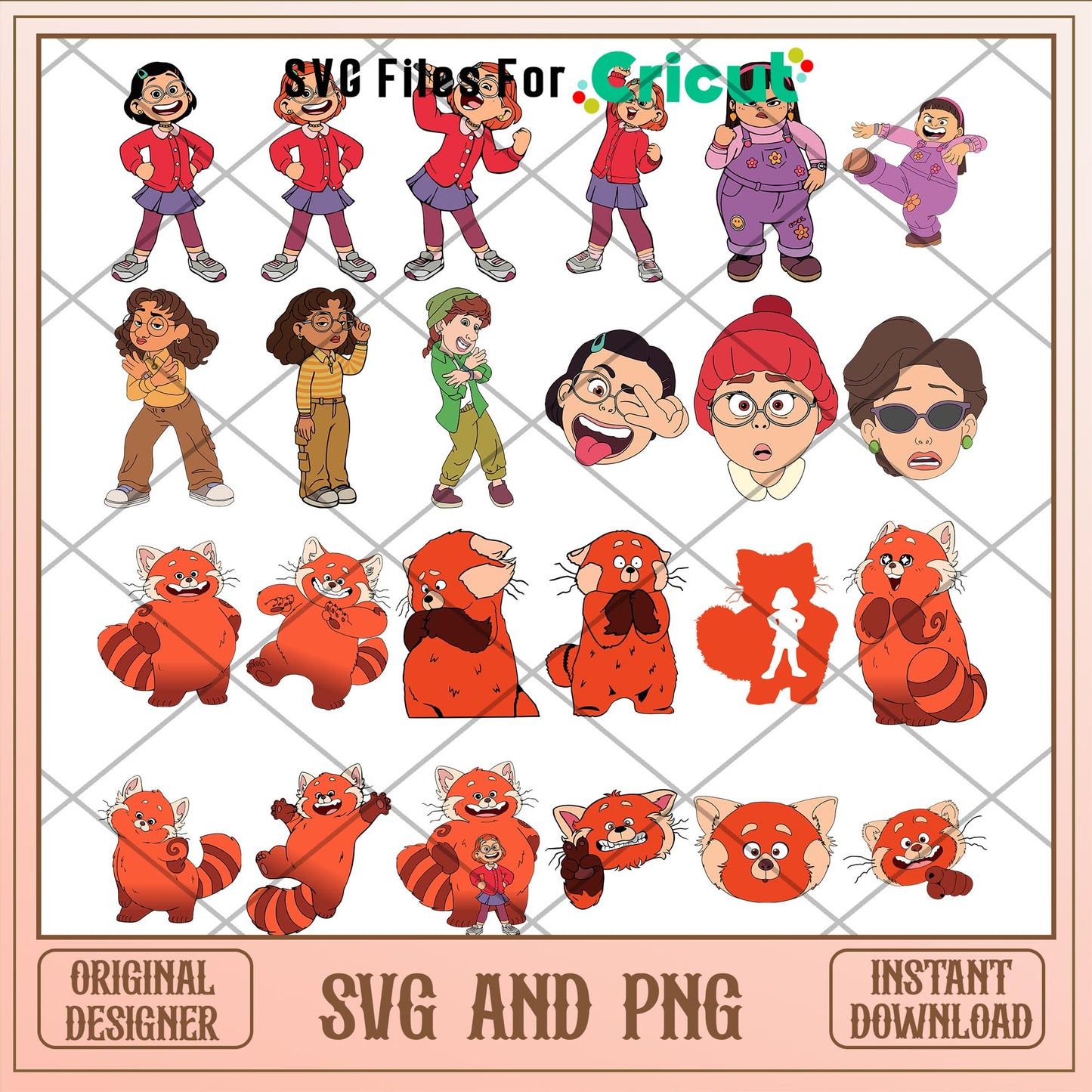 Disney Turning red movie characters svg bundle 
