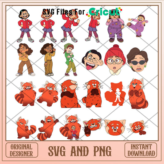 Disney Turning red movie characters svg bundle 