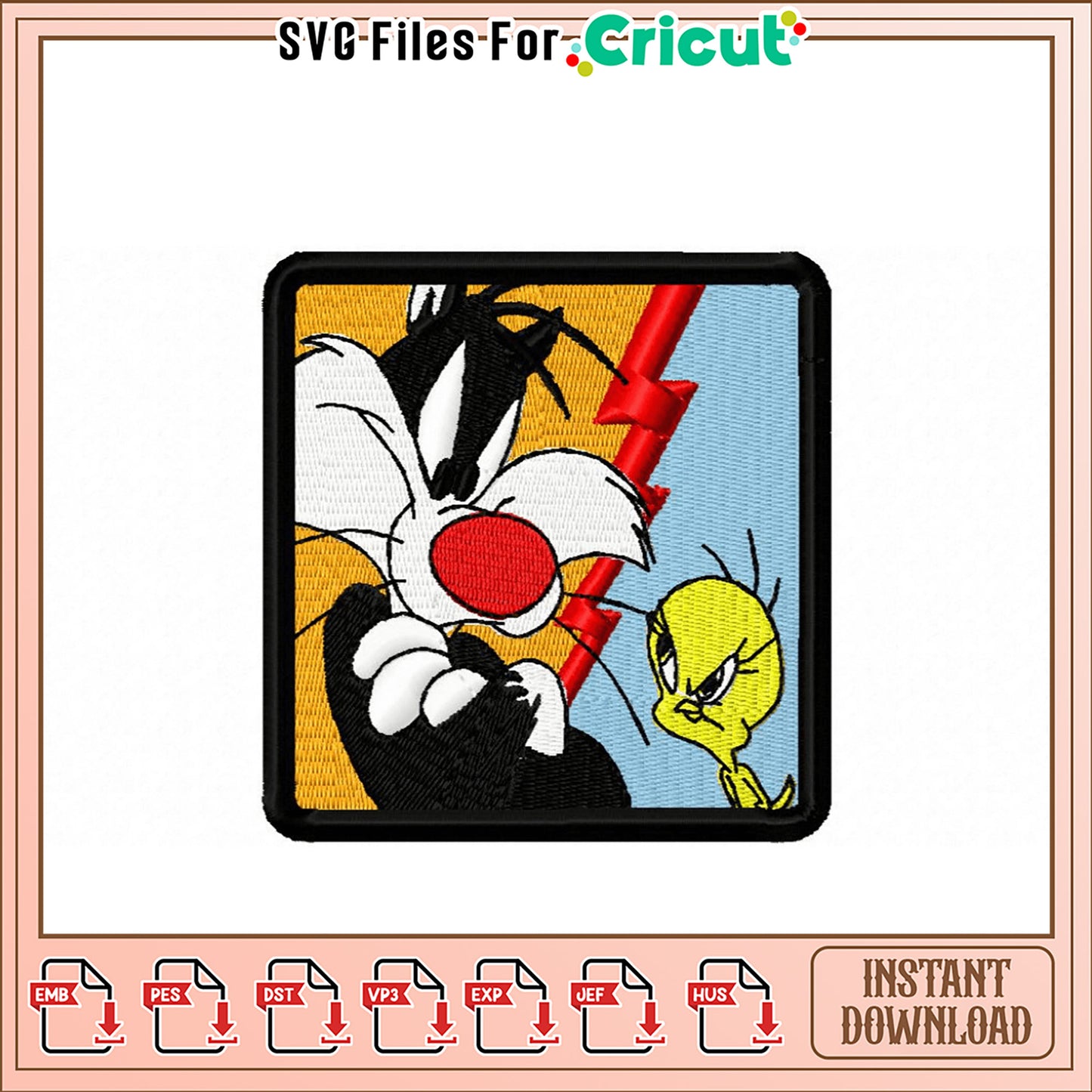 Tweety & Sylvester Embroidery Design Instant Download