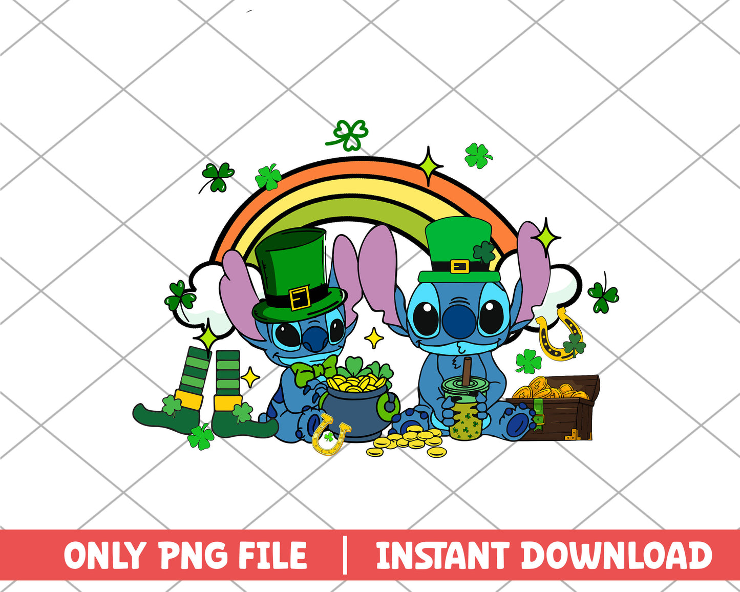 Two stitch and rainbow st.patrick day png 