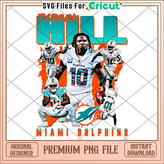 Tyreek Hill Miami Dolphins PNG File, Instant Download for Cricut