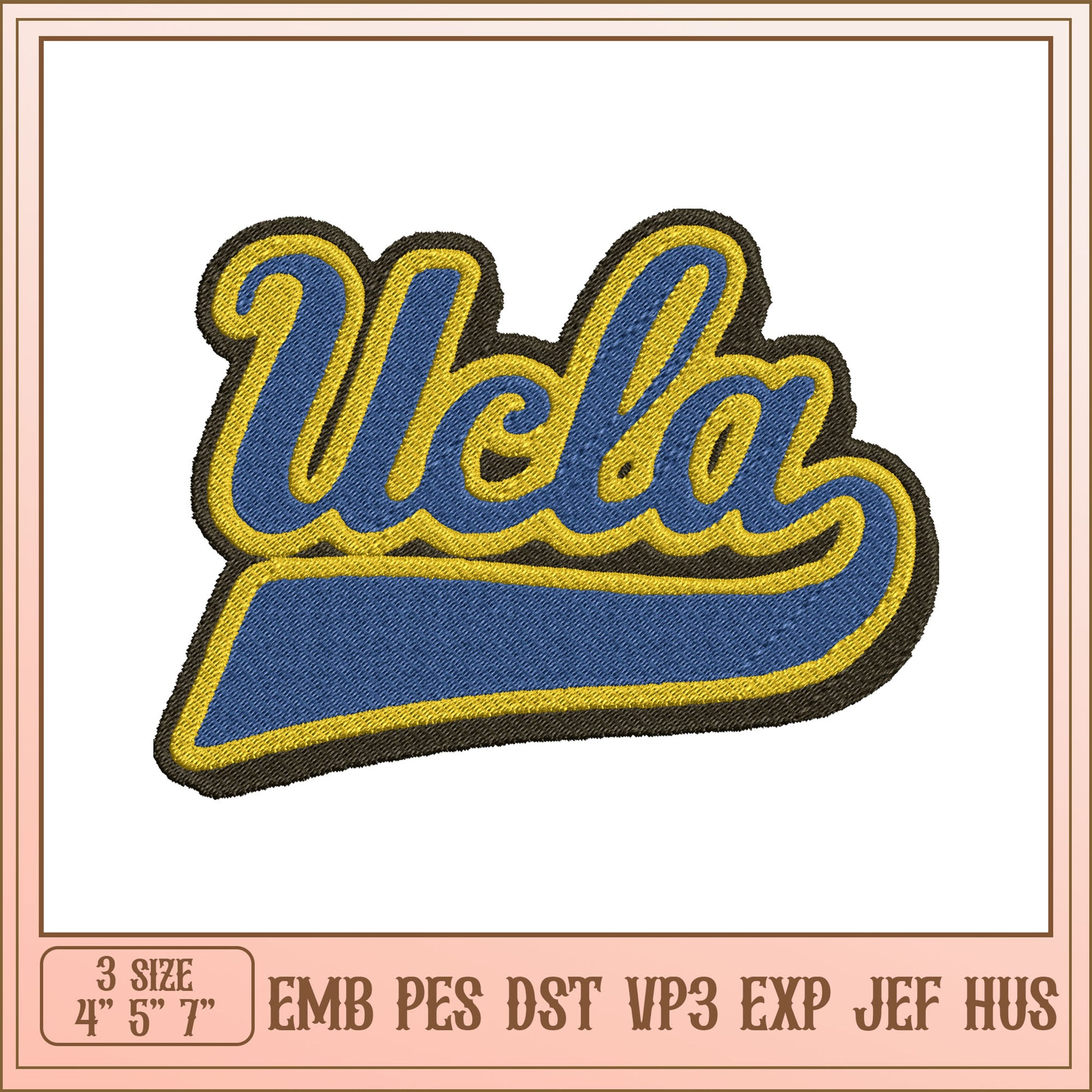 UCLA Script Embroidery Design